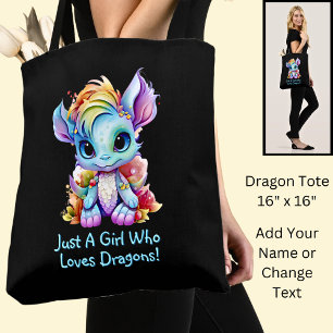 Add Name Text - Just a Girl Who Loves Dragons! Tote Bag