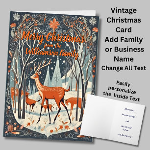 Add Name Text Merry Christmas Vintage Painting Card
