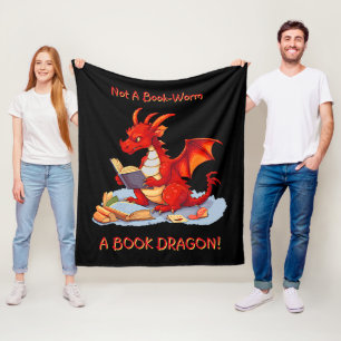 Add Name Text - Not A BookWorm A Book Dragon Fleece Blanket