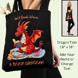 Add Name Text - Not A BookWorm A Book Dragon Tote Bag<br><div class="desc">Add a Name - Not A Book Worm A Book Dragon or any other Text - See my store for lots more great Dragon Gift Ideas</div>