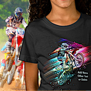 Add Name Text (or Delete) Motocross Bike Rider     T-Shirt