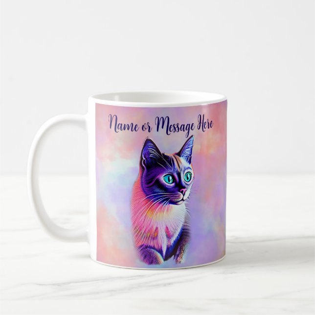 Add Name Text, Pastels Painted Siamese Cat         Coffee Mug (Left)