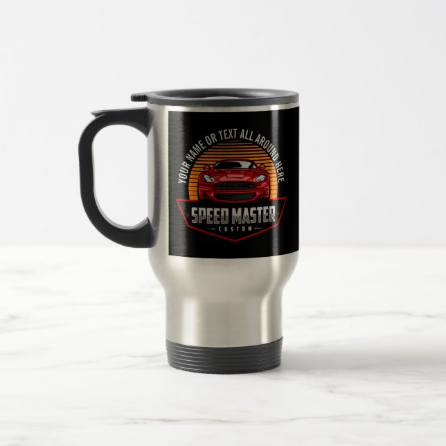 Add Name Text Red Custom SPEED MASTER Travel Mug (Left)