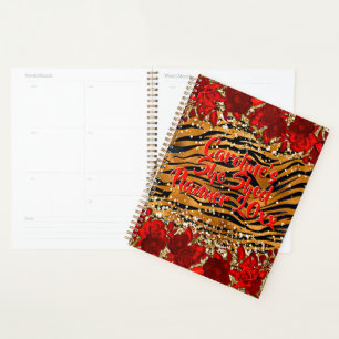 Add Name Text She Shed Tiger Stripes Red Flowers   Planner