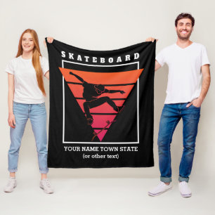 Add Name & Text Skateboard Geometric Triangle Fleece Blanket