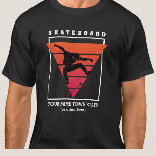 Add Name & Text Skateboard Geometric Triangle T-Shirt