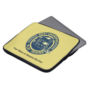 Add Name Text, The Best Grandpas Play Steam Trains Laptop Sleeve