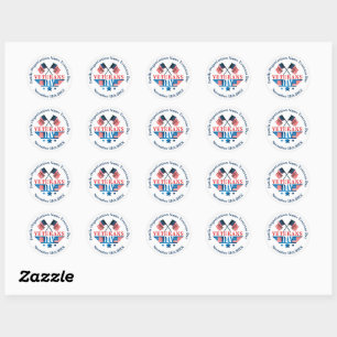 Add Name Text Veterans Day Flag Celebration Party  Classic Round Sticker