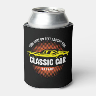 Add Name Text Yellow Classic Car   Can Cooler