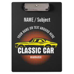 Add Name Text Yellow Classic Car  Clipboard