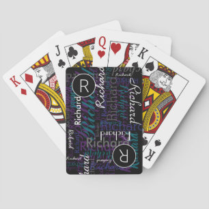 Add Name to get Personalized Colours on Black Playing Cards