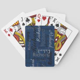 Add Name to get Personalized dark-blue Playing Cards