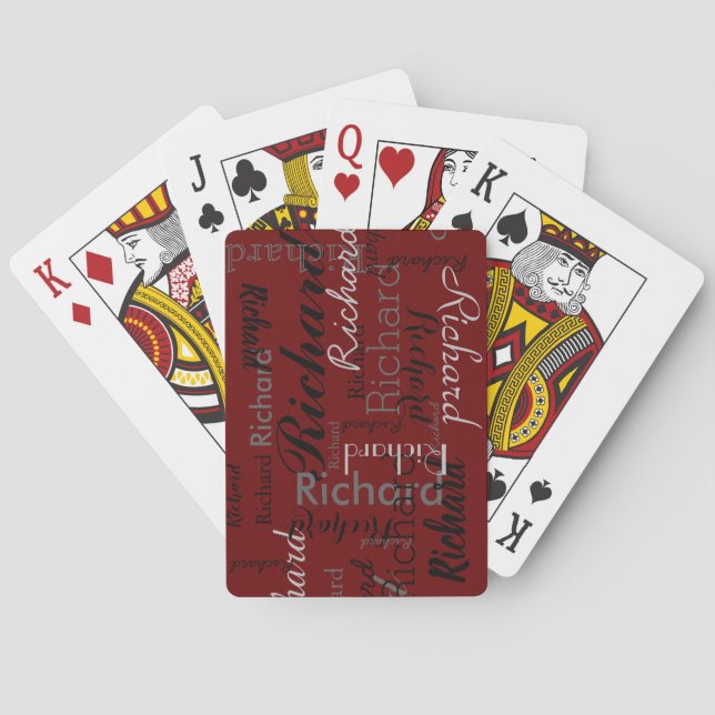 Add Name to get Personalized dark-red Playing Cards (Back)