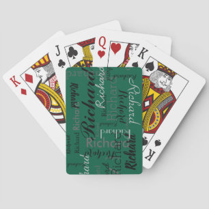 Add Name to get Personalized Green Playing Cards