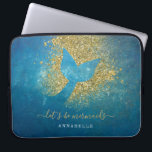 Add Name to Personalized Mermaid Tail Laptop Sleeve<br><div class="desc">A mermaid tail silhouette of gold glitter set against the ocean . . . the perfect gift for the girl (or woman!) in love with mermaids.</div>