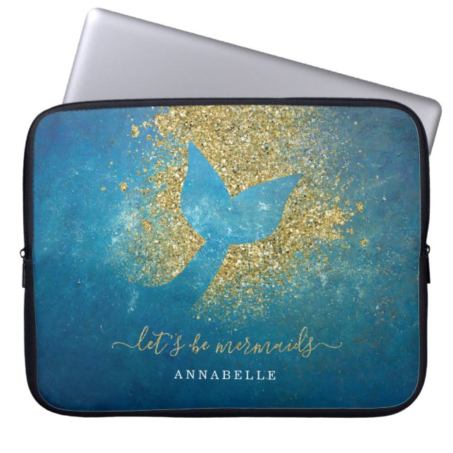 Add Name to Personalized Mermaid Tail Laptop Sleeve (Front)