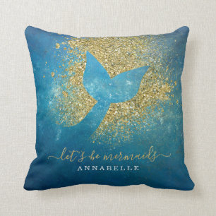 Add Name to Personalized Mermaid Tail Throw Pillow