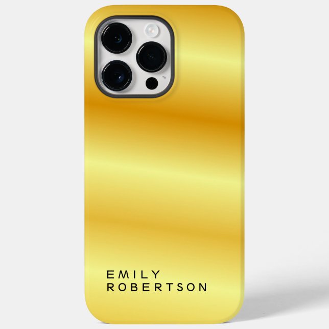 Add Name Trendy Modern Minimalist Gold Colour Case-Mate iPhone Case (Back)