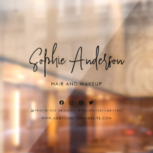 Add Name Trendy Modern Script Social Media Window Cling