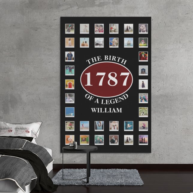 Add Name Year And Photos Birthday Canvas Print (Creator Uploaded)