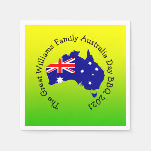 Add Name Year Australia Day BBQ Cocktail Napkin