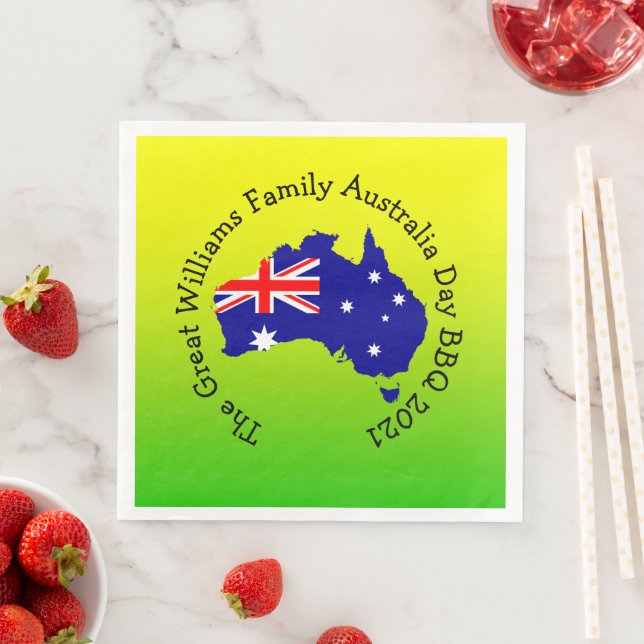 Add Name Year Australia Day BBQ Dinner Napkin (Insitu)