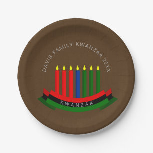 Add Name Year Kwanzaa Candles 7" Paper Plate