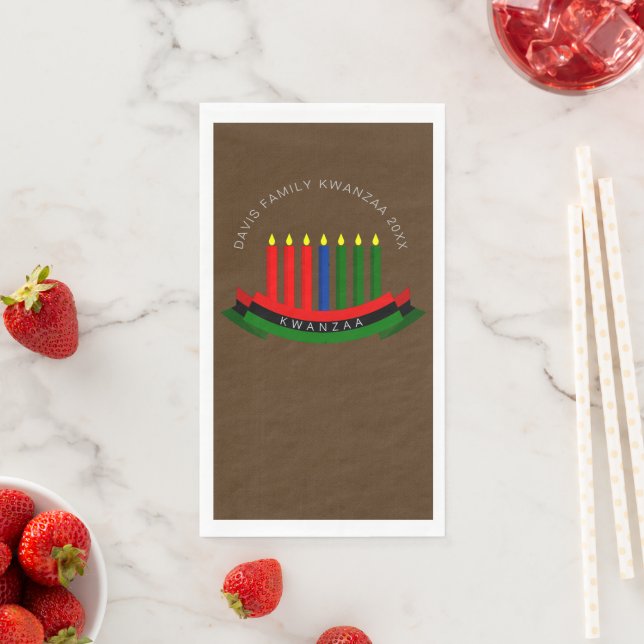 Add Name Year Kwanzaa Candles Napkin (Insitu)