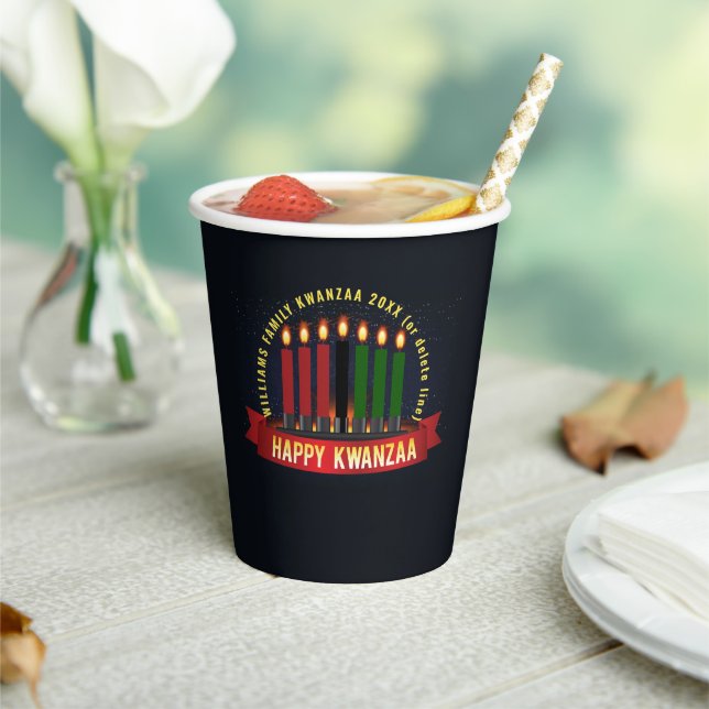 Add Name Year Kwanzaa Candles Paper Cups (Insitu)