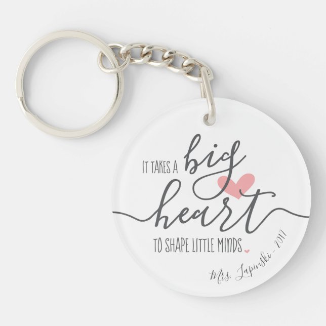 Add Name & Year, Personalized It Takes a Big Heart Keychain (Front)