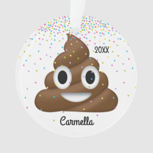Add Name & Year to Personalized Poop Emoji Ornament