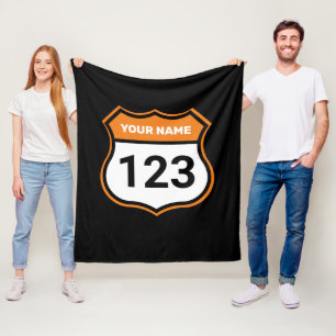 Add Name Your Number Racing Identification Orange Fleece Blanket