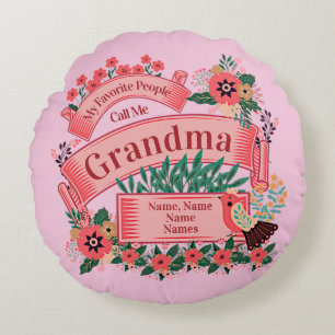 Add Names Change ALL Text Favourite People Call Me Round Pillow