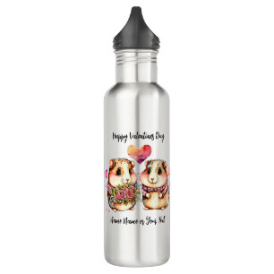 Add Names Change ALL Text Guinea Pigs Valentines 710 Ml Water Bottle