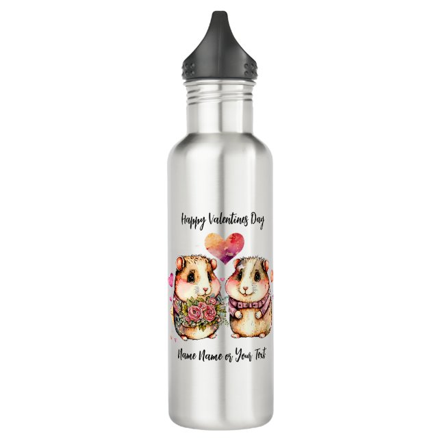 Add Names Change ALL Text Guinea Pigs Valentines 710 Ml Water Bottle (Left)