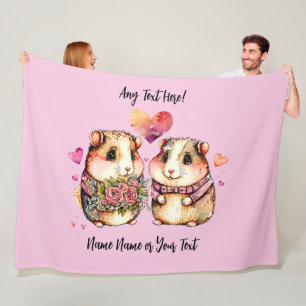 Add Names Change ALL Text Guinea Pigs Valentines + Fleece Blanket