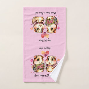 Add Names Change ALL Text Guinea Pigs Valentines + Hand Towel