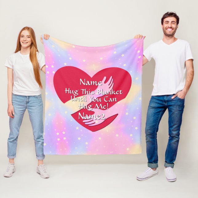 Add Names Change ALL Text Heart Hug This Until You Fleece Blanket (In Situ)