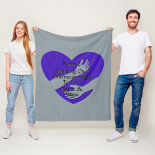 Add Names Change ALL Text Heart Sending Our Hugs   Fleece Blanket