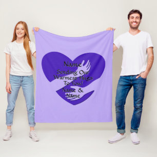 Add Names Change ALL Text Heart Sending Our Hugs   Fleece Blanket