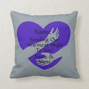 Add Names Change ALL Text Heart Sending Our Hugs   Throw Pillow