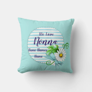 Add Names Change Nonna We Love Grandmother Aqua Throw Pillow