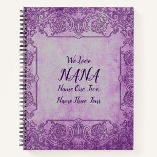 Add Names Change Text Mauve Lace Love Nana Grandma Notebook