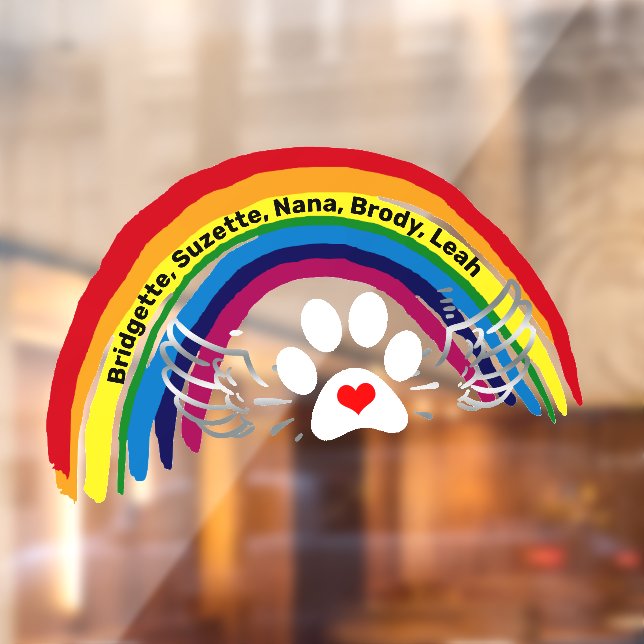 Add Names Custom Crossing Rainbow Bridge Dogs Window Cling (Sheet 2)