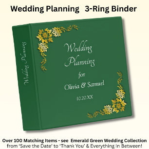 Add Names Date, Emerald Green & Gold Binder