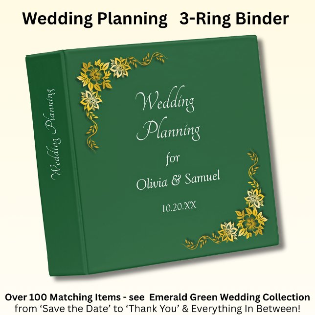 Add Names Date, Emerald Green & Gold Binder (Creator Uploaded)