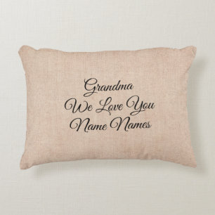 Add Names Edit All Text We Love You Grandma Beige Accent Pillow