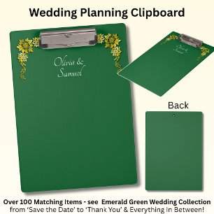 Add Names, Emerald Green & Gold Clipboard