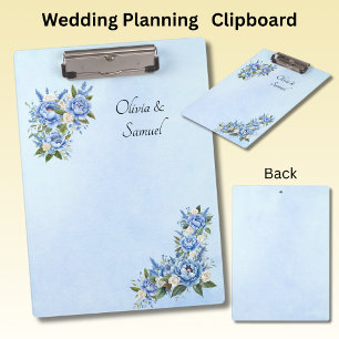 Add Names Etc Blue Peony on Blue Wedding Clipboard