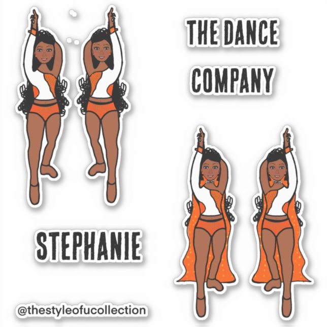Add Names Majorette / Dancer Stickers Orange Spark (Front)